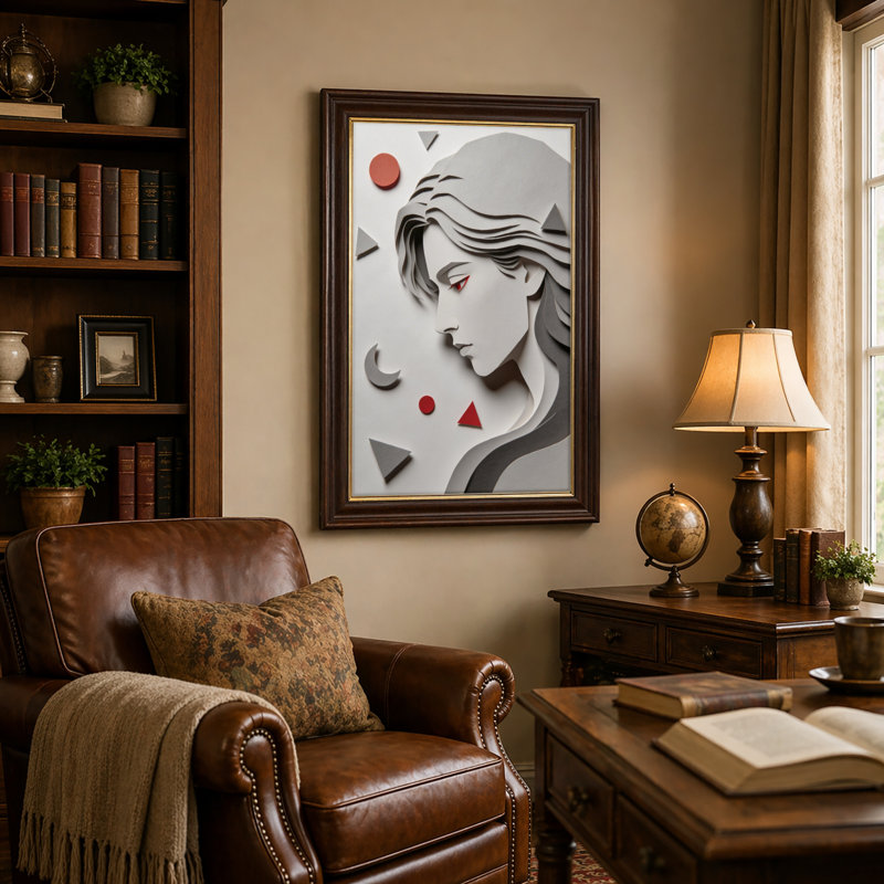 Antique Gold Framed，Canvas Wall Art for Living Room, Bedroom, Office or Entryway – Decorative Wall Decor with Abstract Portrait