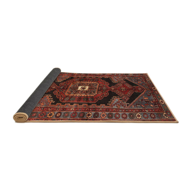 Tapis traditionnel mehroon/noir/bleu, Rond 5 pi