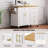 52'' Kitchen Island With Drop Leaf, Embossed Texture Kitchen Island On Wheels With Spice Rack, Towel Rack, 2 Doors And 5 Drawers, Kitchen Storage Cart With Adjustable Shelf For Kitchen, White