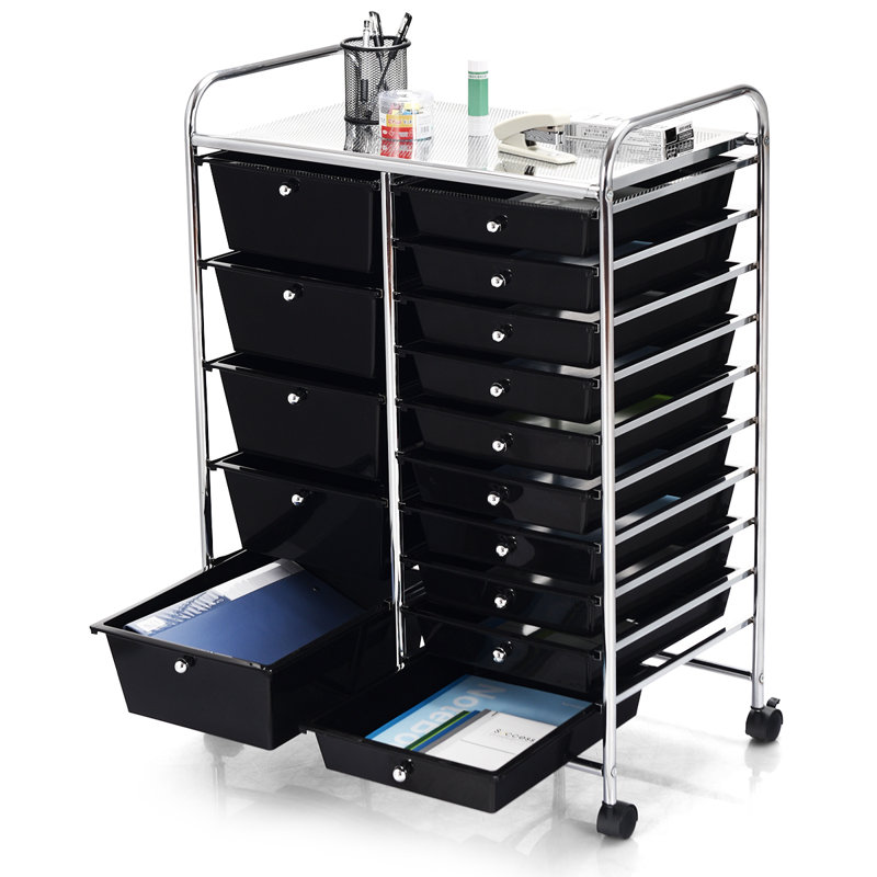 Parrett 87cm H x 63cm W Utility Cart with Wheels, Black