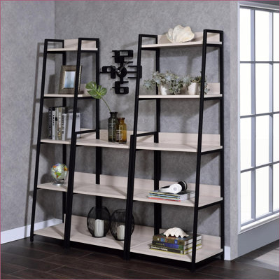 Bookshelf, 5-Tier Industrial Open Shelf Natural &amp; Black Wood &amp; Metal, 67.5” H | Natural+Black | Wood+Metal