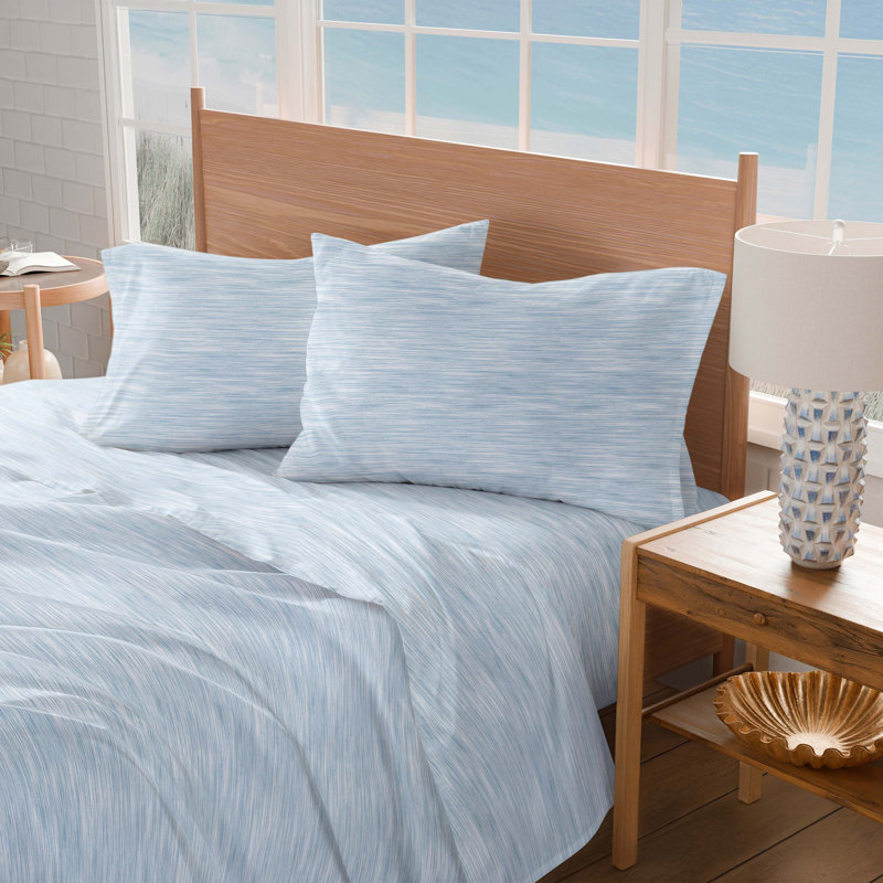 Southern Tide Distressed Stripe King Blue Sheet Set, King Sheet Set with 2 Pillowcases