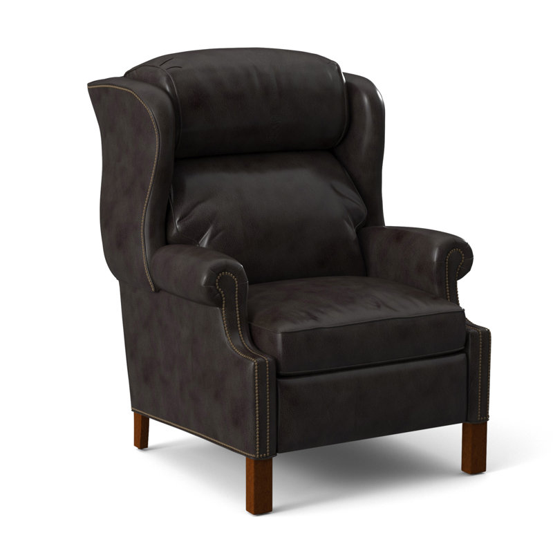 Chippendale Recliner, #9 Natural, Outsider Raven Genuine Leather, Plantation
