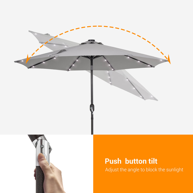 Parasol de marché éclairé 108 po Donza, gris