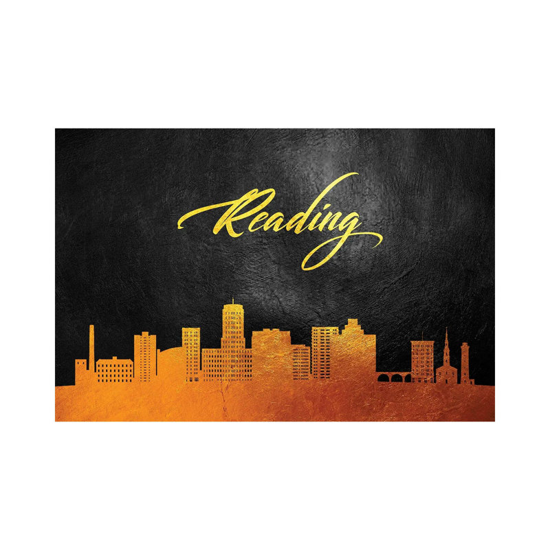 Reading Pennsylvania Gold Skyline by Adrian Baldovino - Wrapped Canvas Print, 20.32 cm H x 30.48 cm W