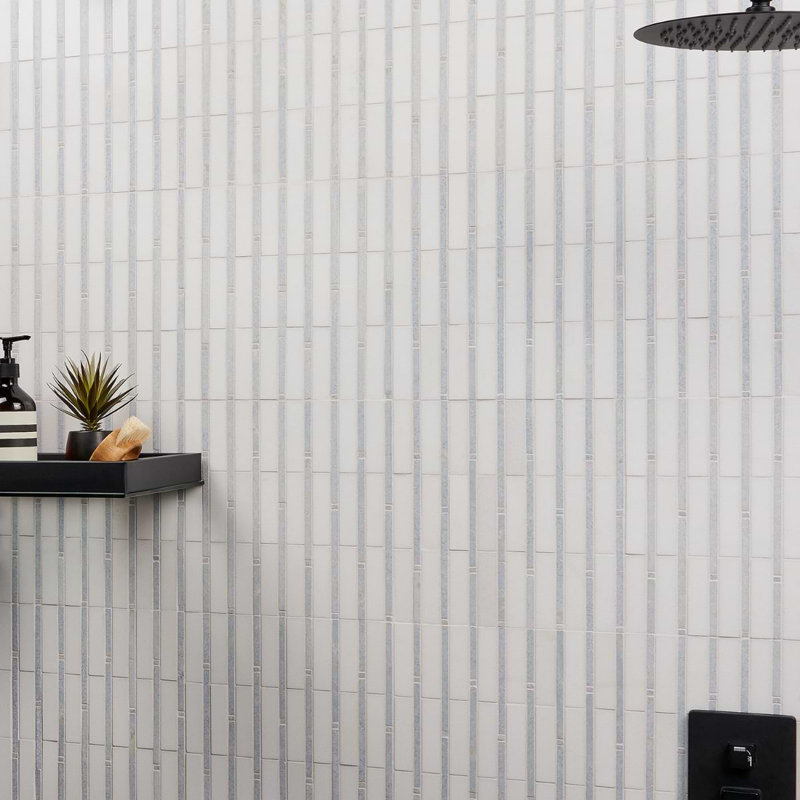 Rattan 1x4 Polished Thassos Marble Mosaic Tile