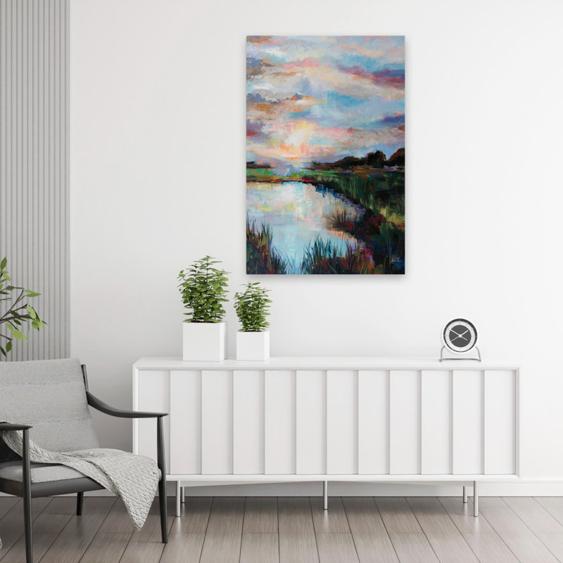 Blue And Bogs Ease Art, 36" H x 24" W