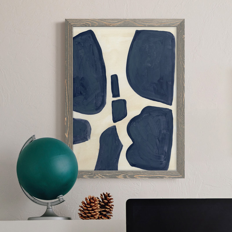 Toile encadrée bleue de qualité supérieure - Prêt à accrocher, H 32 po x l 23 po x P 1 po, Encadré gris