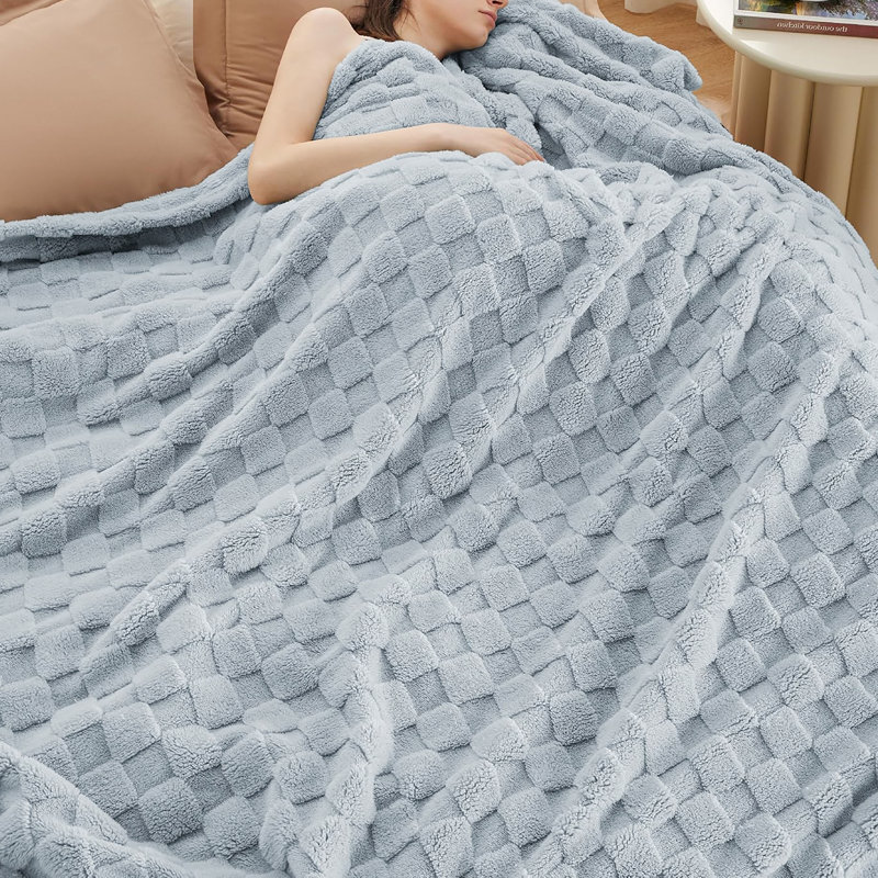 Couverture molletonnée douillette texturée, Gris clair