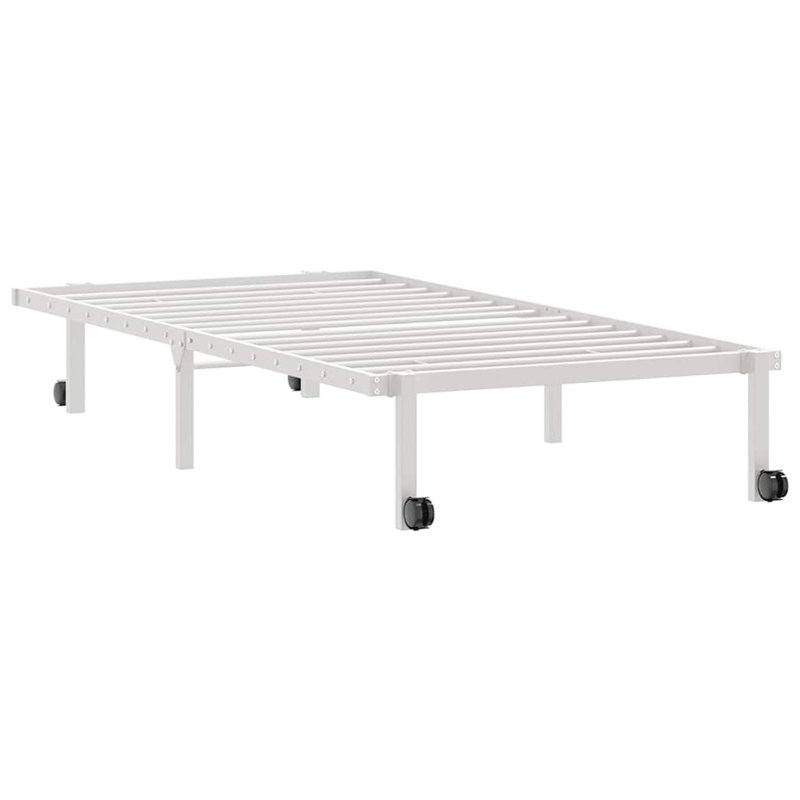 Bed Frame Without Mattress Foldable Steel, 94.5 x 212cm, White