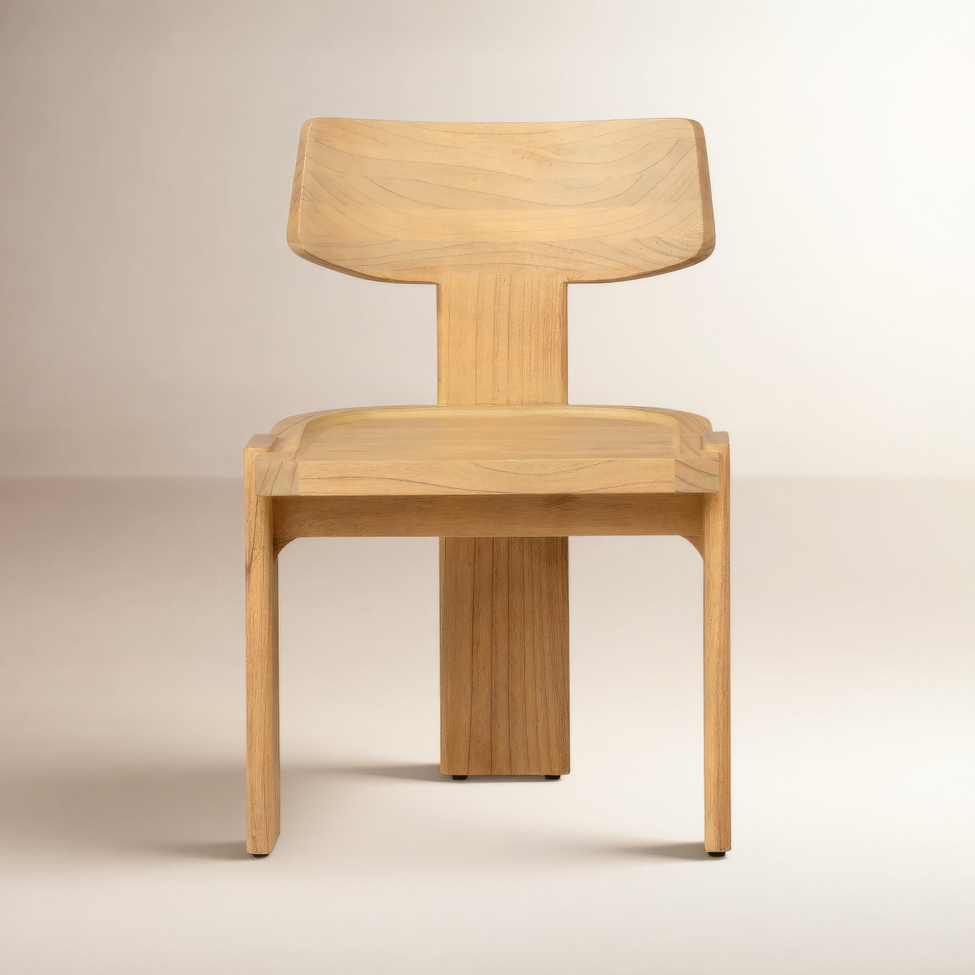 Geddes Solid Wood Tripod Dining Chair, Light Natural