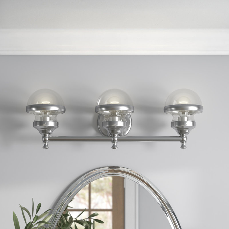 Éclairage de salle de bain à intensité variable 3 lumières Liverman, Nickel brossé