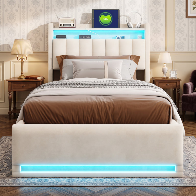 Ottoman Bed, 90*190cm, Beige