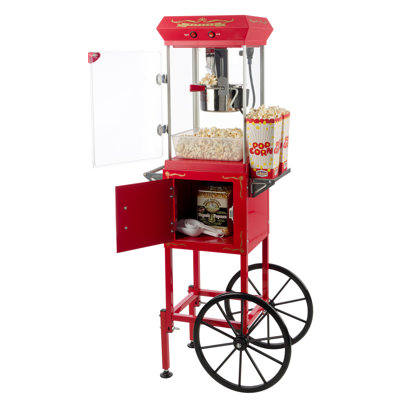 Great Northern 6oz Popcorn Maker Machine Cart, Red