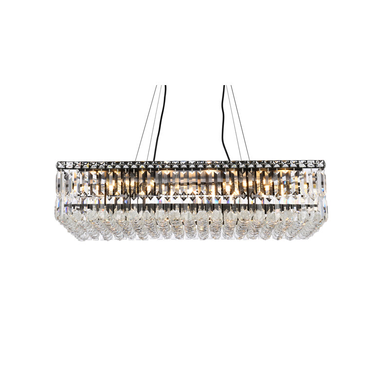 Luminaire suspendu rectangulaire à 16 lumières pour îlot de cuisine Rowes, H 7,5 po x l 32 po x P 16 po