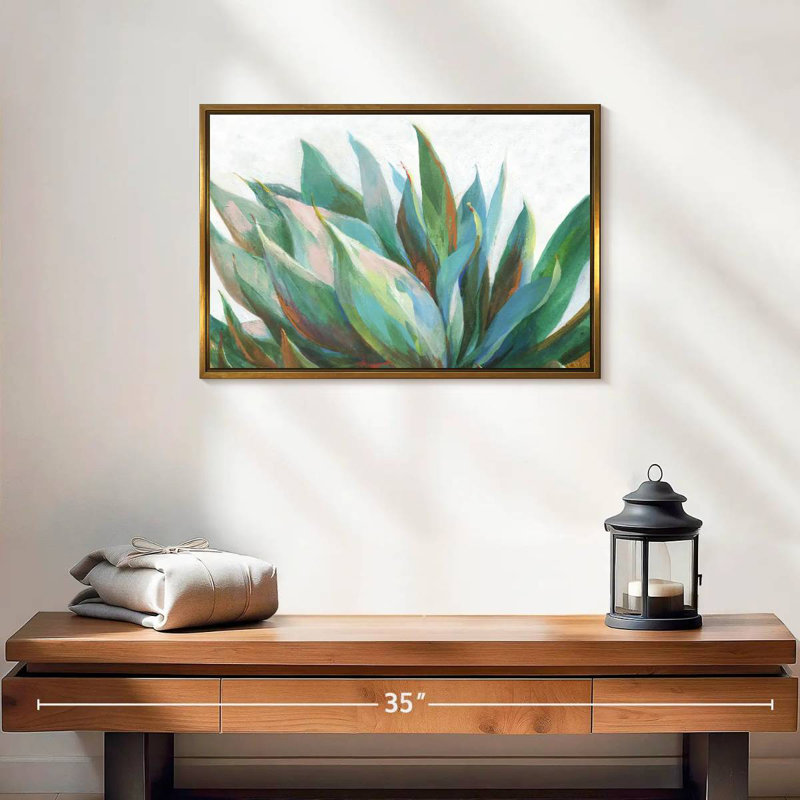Agave vibrant, 19 po x 13 po, Cadre flottant doré
