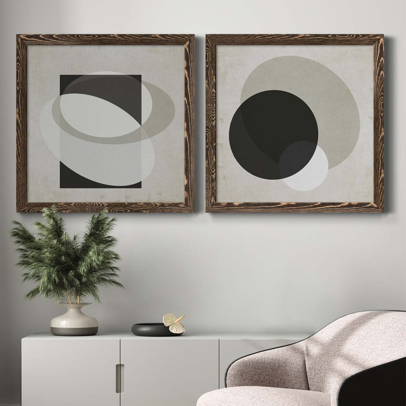 Moderniste Neutre III, ensemble de 2 reproductions d'art sur toile encadrées, H 31,5 po x l 63 po x P 1,5 po