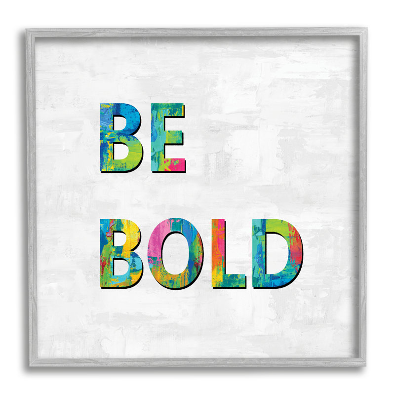 «Be Bold Sentiment Abstract Rainbow Blue Green», art textuel sur toile, Estampe numérique Farmhouse