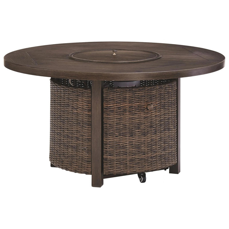 Time Round Wicker Fire Pit Table with Lid