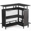 Unité de bar en forme de L de 36 po x 48 po avec repose-pieds - Armoire de coin moderne avec tablettes à 2 niveaux et supports en verre, mini table de bar industrielle noire pour la maison, la cuisine ou le pub