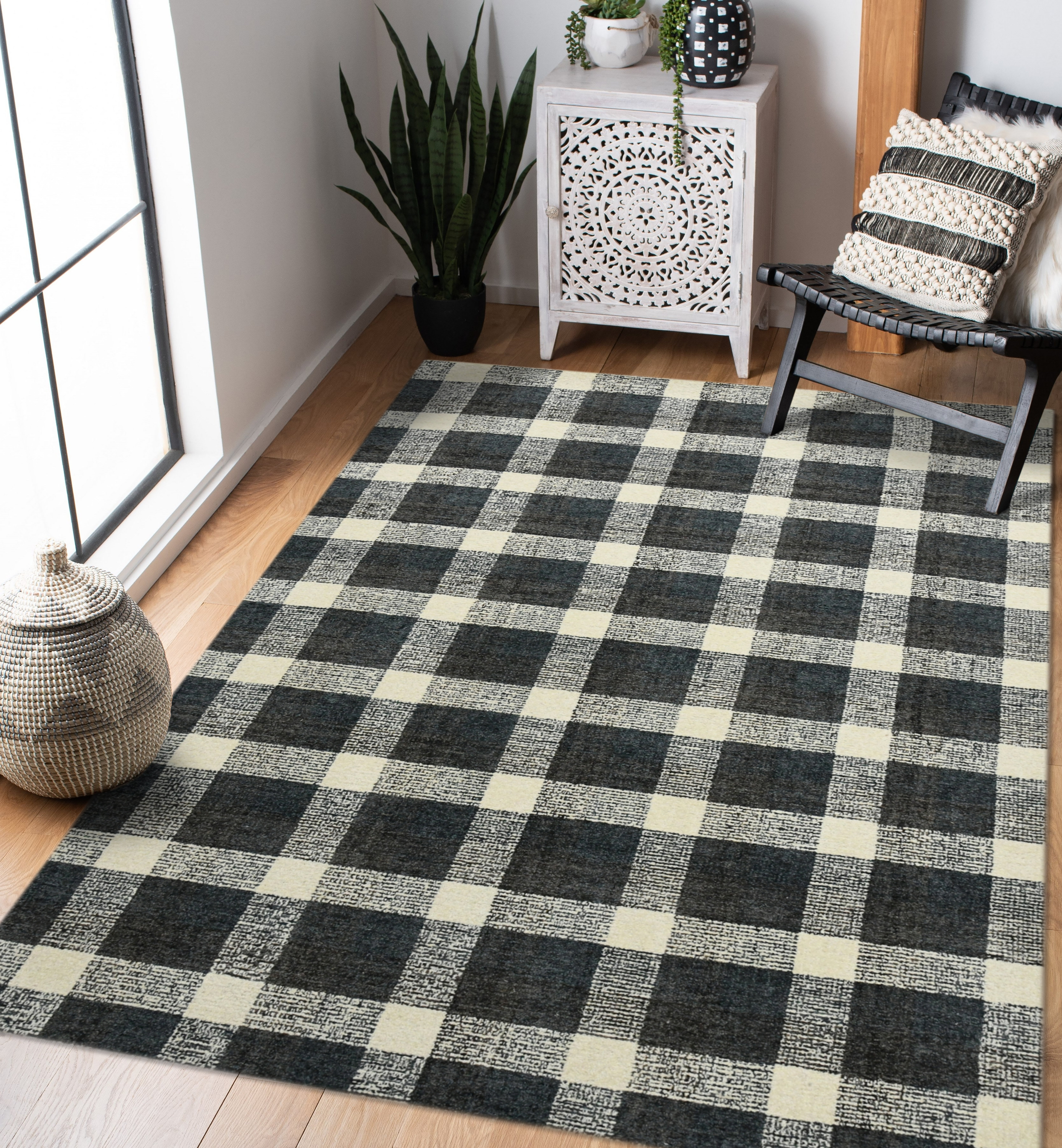 Winter Rub Outdoor Mat Checkerboard Design Door Rugs Thick Durable