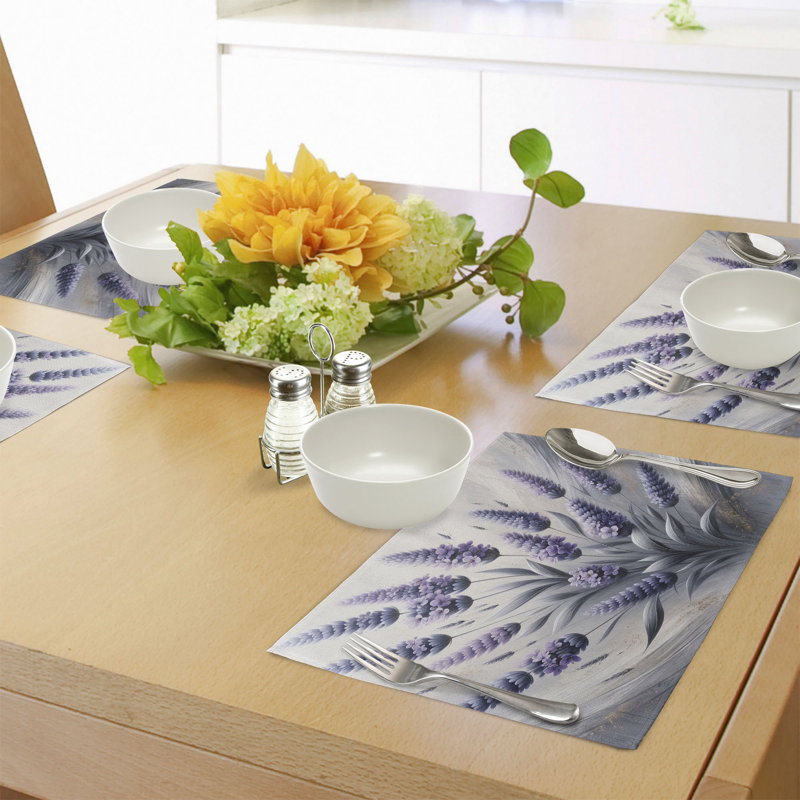 Lavender Floral Polyester Canvas Placemats Set of 4