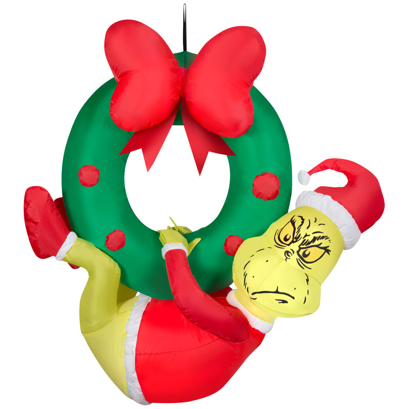 Airblown-Grinch suspendu à Wreath-Dr. Seuss