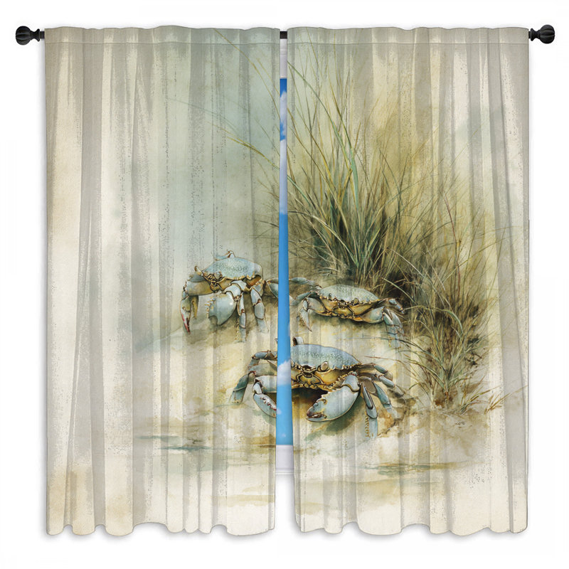Rideaux obscurcissant et obscurcissant Crabs on Sandy Beach - 2 panneaux, 20 po x 60 po - 2 panneaux