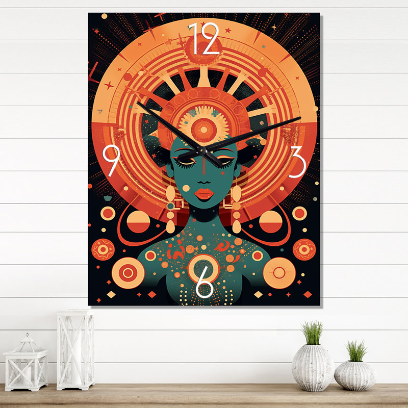 Horloge murale afro-américaine graphique, H 32 po x l 16 po x P 1 po
