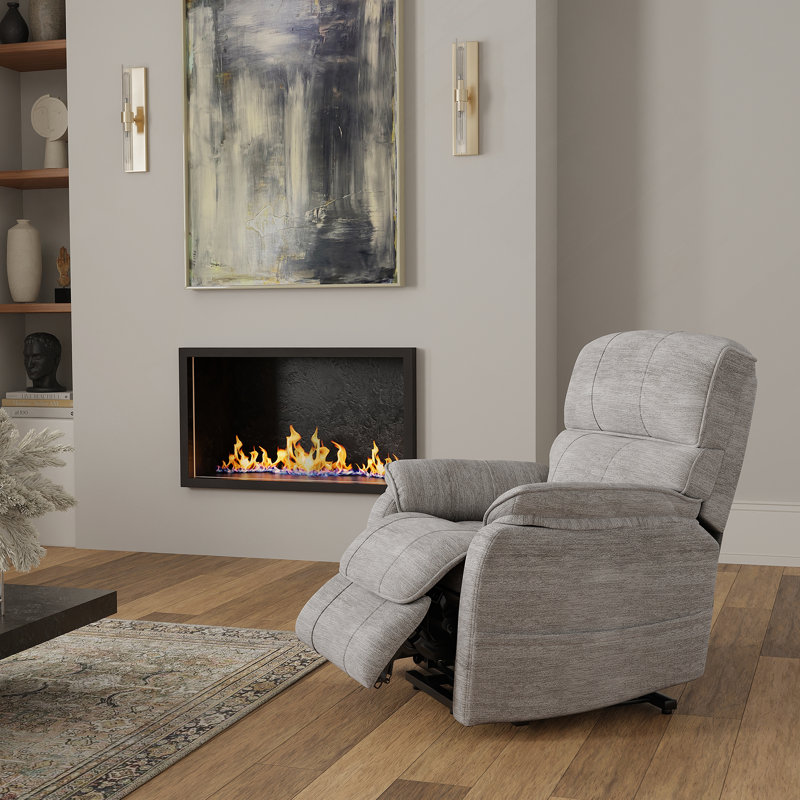 Fauteuil relevable moelleux en tissu colombe Lucie