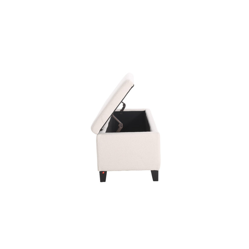 Banc avec rangement Elias, 51 pouces, rectangulaire, tissu blanc