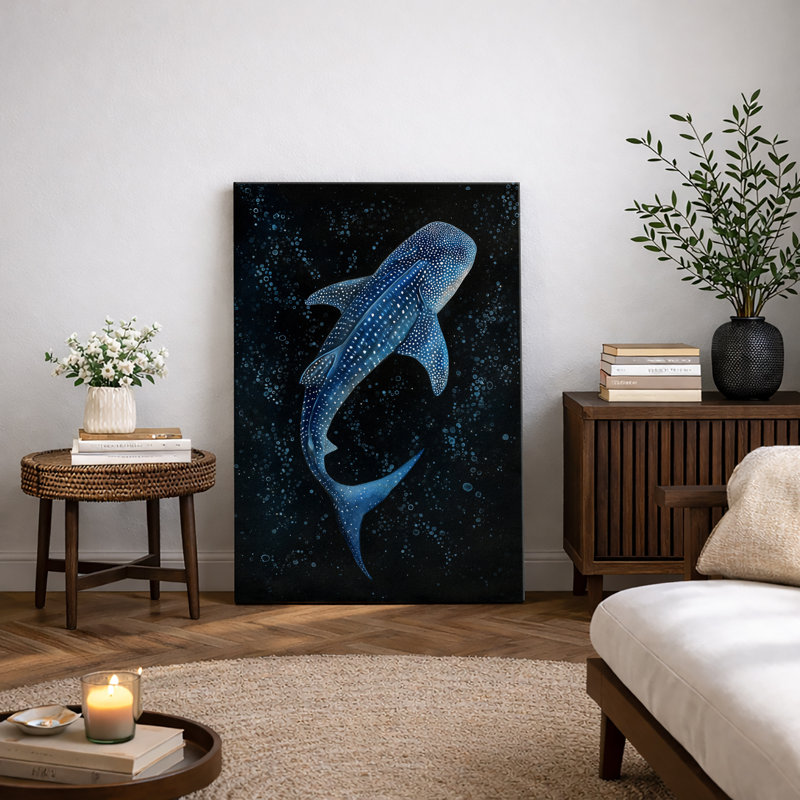 «Blue Whale Shark», impression sur toile, impression sur toile encadrée, 36" H x 24" W x 1.5" D, Wrapped Canvas