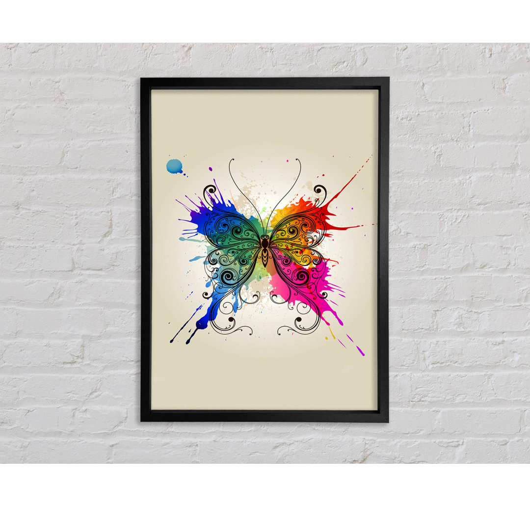 Rainbow Splash Butterfly - Bilderrahmen Kunstdrucke auf Leinwand