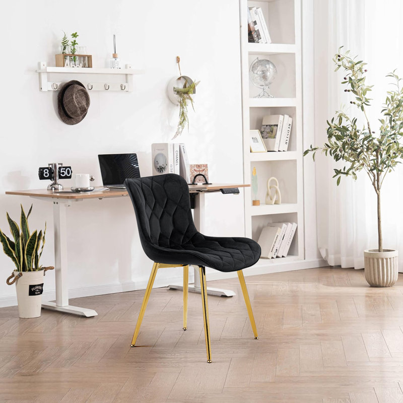Baynebridge 18.1'' H Velvet Upholstered Side Chair, Black