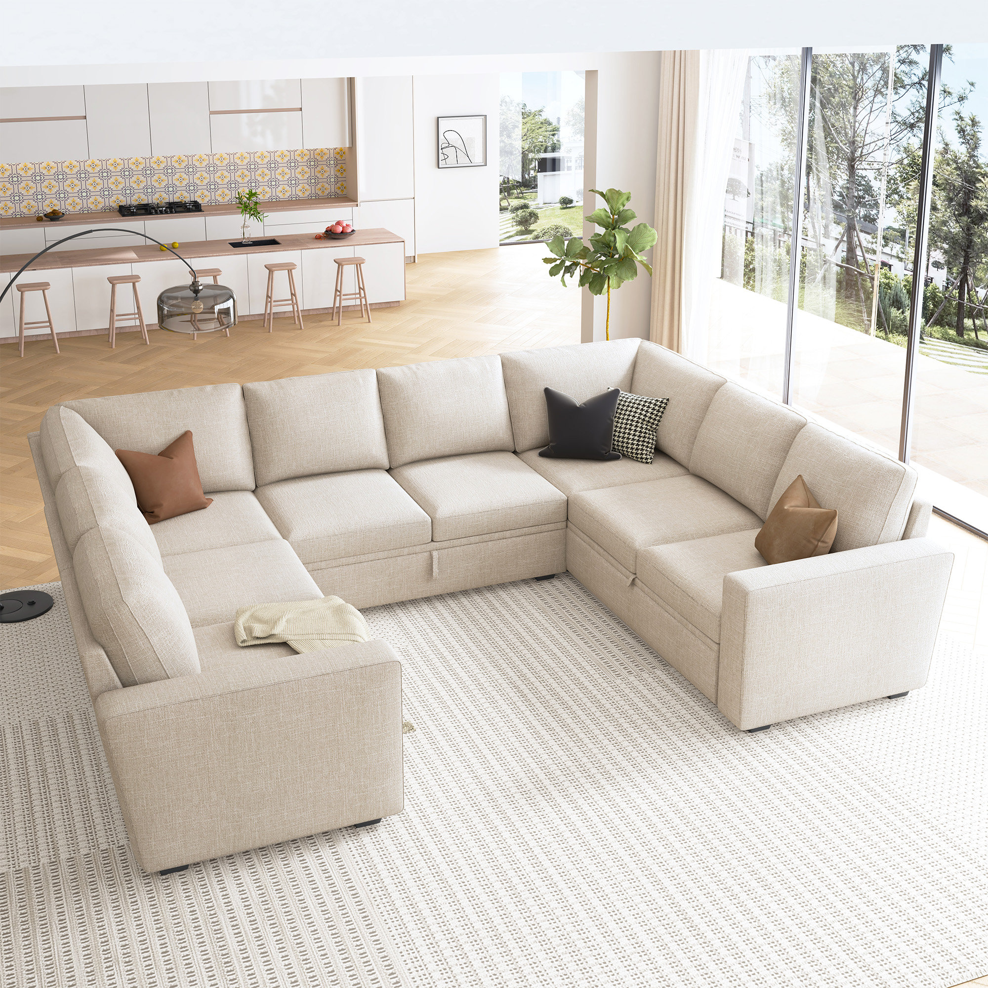 Latitude Run® Niyona Modular Sleeper Sectional Sofa Convertible U ...