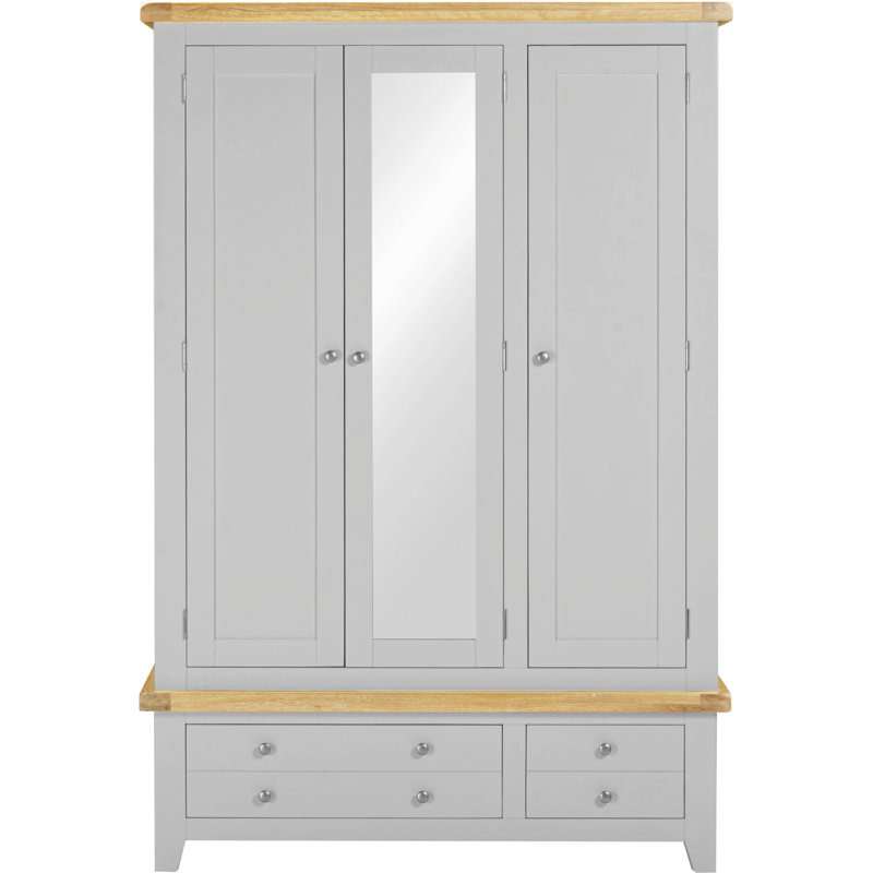 3 Door Wardrobe, Pebble Grey