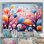 «Rose and Blue Botanical Abstracts Wonderland I», art mural botanique