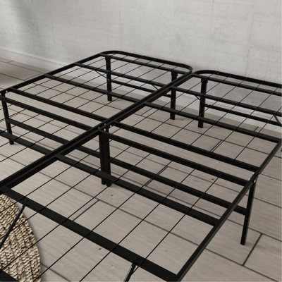 Grand sommier plateforme en acier noir avec installation rapide -, 14 pouces de haut, capacité de base de matelas élevée de 2 000 lb, installation d'outils, pas de sommier