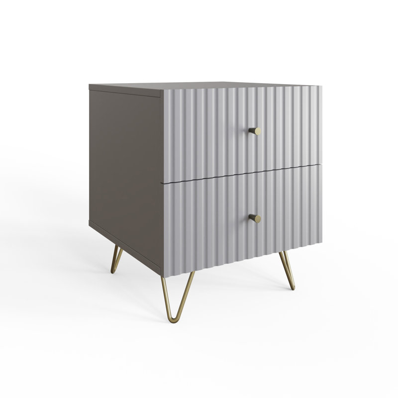 Alipio 40cm W Manufactured Wood Bedside Table, Grey