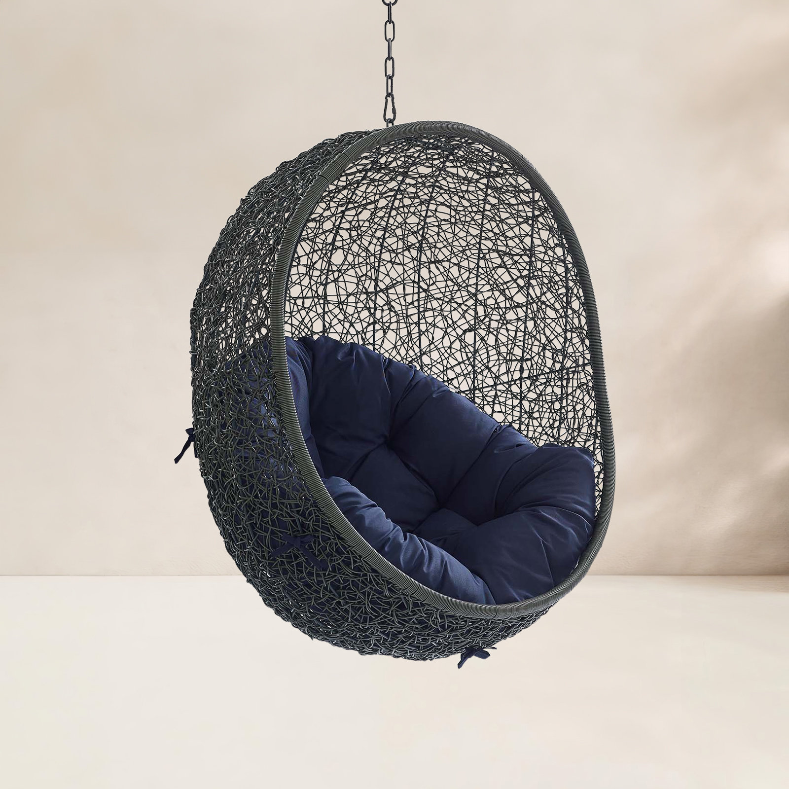 Modway Hide Sunbrella® Swing Chair, Gray/Navy