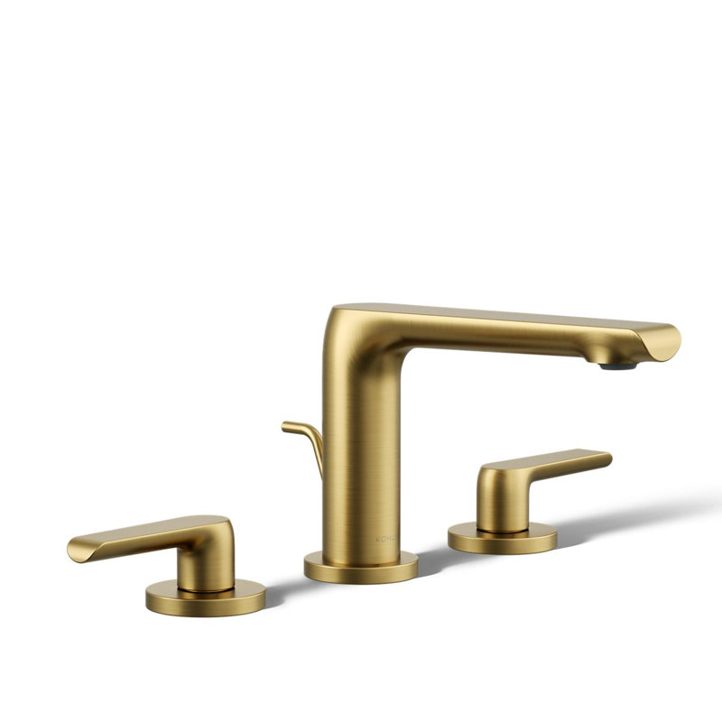Robinet de lavabo de salle de bain avec drain Avid, Laiton brossé moderne éclatant