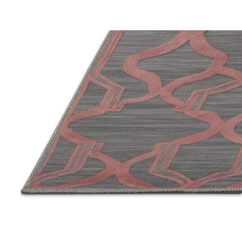 Tapis gris en treillis lavable à la machine, Carré 7 pi