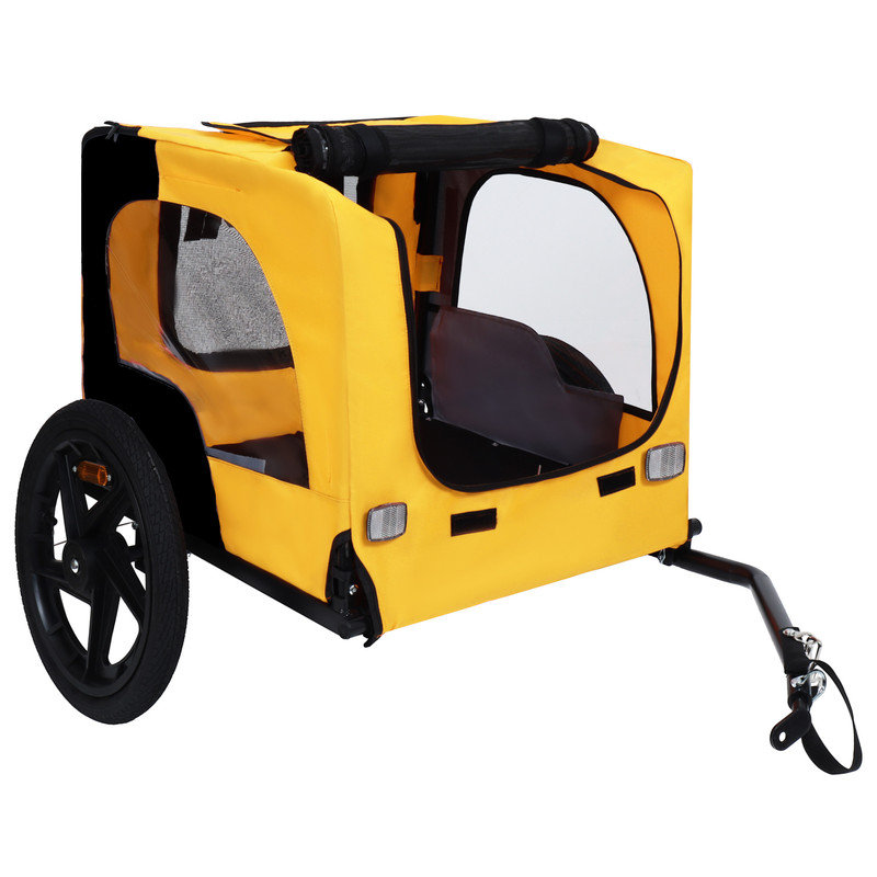 Chariot pour chien avec bicyclette, adapté aux petits et moyens animaux, cadre de chariot pliant facile, roue à dégagement rapide, plancher antidérapant, laisse intérieure