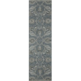 Blair Oriental Hand Hooked Area Rug in Deep Green Blue/Gray/White