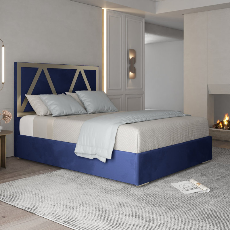 Anasophia Upholstered Bed, Blue, Super King (6')