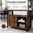 Industrial Farmhouse Printer Stand with Charging Station, Mobile Rolling Office File Cabinet with Lockable Door and Storage Shelves on Wheels,Retro Brown-1958745980
