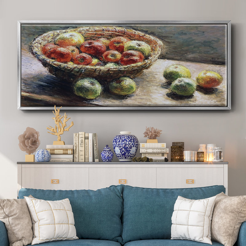 The Plate with Apples, 1880- Framed Canvas, Argent, H 8 po x l 20 po x P 1,5 po