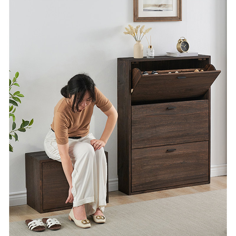 Solid Wood Flip - Down Shoe Storage Bench