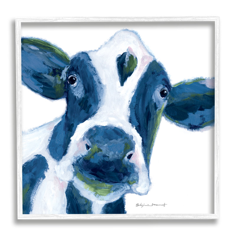 «Country Cow Face Farm Farm», impression, H 24 po x l 24 po x P 1,5 po, Giclée encadrée blanc bord de mer