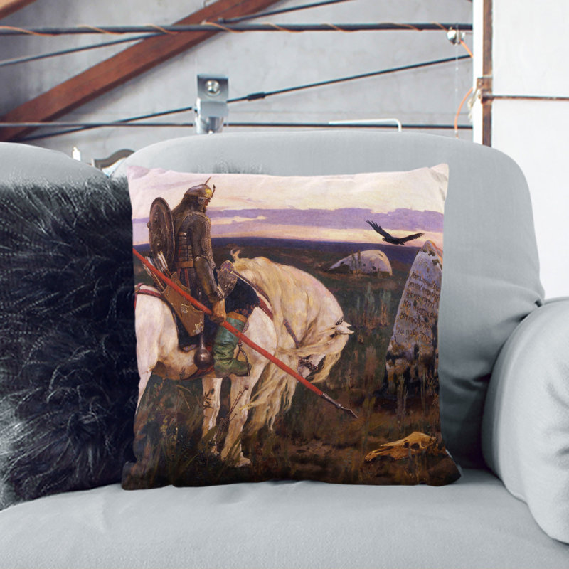 Knight at the Crossroads Scatter Cushion with Filling, Black, 40cm H x 40cm W x 15cm D